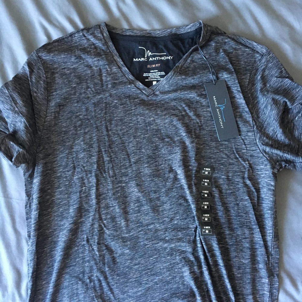 Marc Anthony Slimfit Dark Heather Grey V-Neck